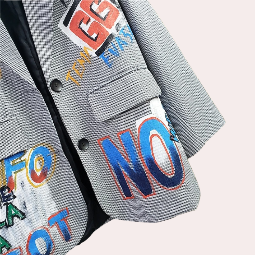 Berthe - Oversized women's blazer with text for summer