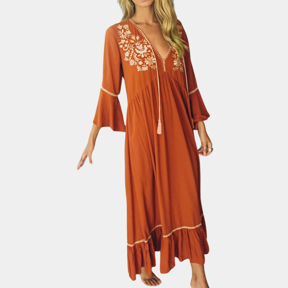 Veronica - Light Summer Women's Dress with V-Neck