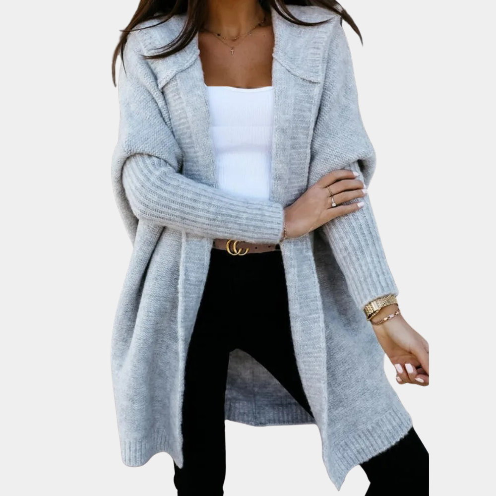 Velova - Light Grey Ladies' Cardigan with Hood