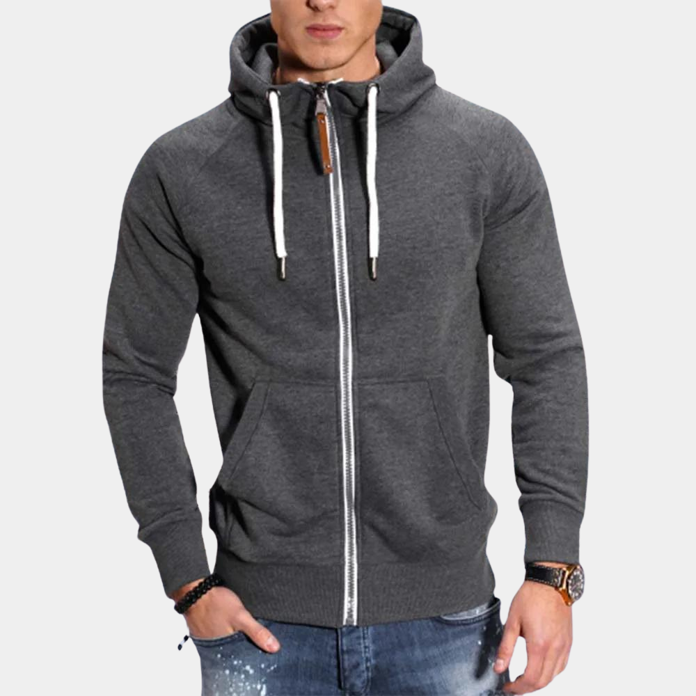 Toussaint - Men's fleece jacket with zip and drawstring for Spring/Summer