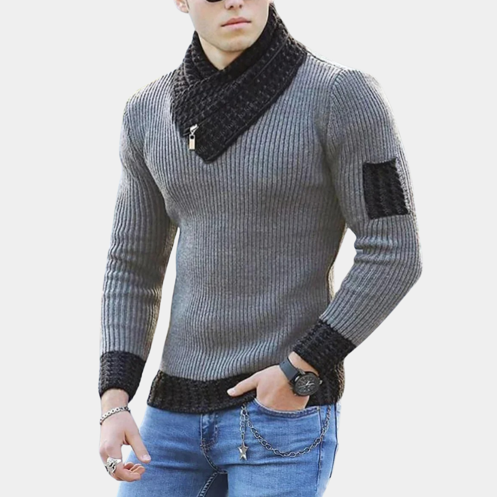 Yves - Lightweight knitted men's sweater with stylish collar for summer