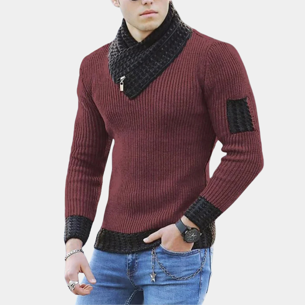 Yves - Lightweight knitted men's sweater with stylish collar for summer