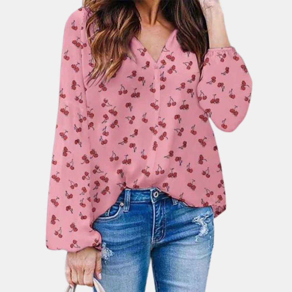 Auizia - Chic ladies' blouse with cherry print for summer
