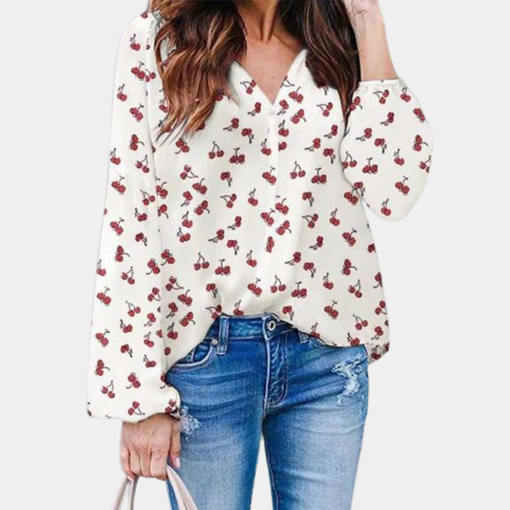 Auizia - Chic ladies' blouse with cherry print for summer