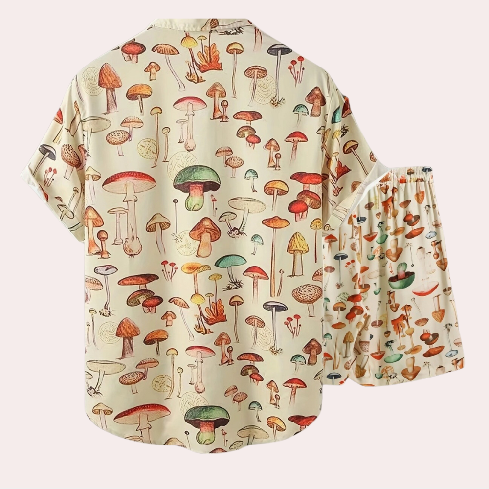 Clovis - Men's Two-Piece Summer Outfit with Mushroom Print for Summer