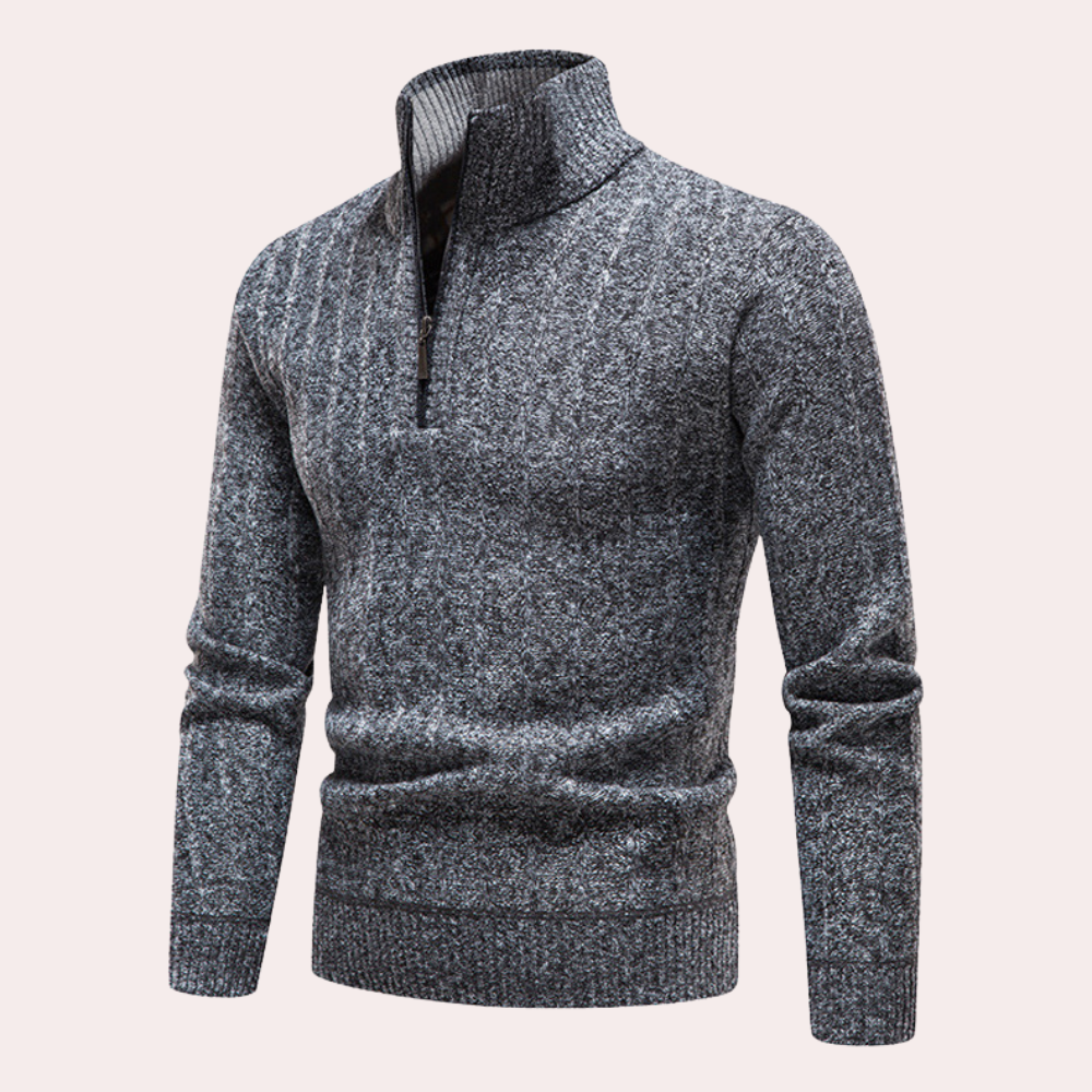 Thayer - Light men's jumper with collar and zip for summer