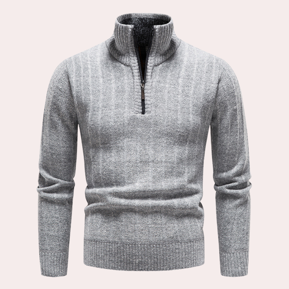Thayer - Light men's jumper with collar and zip for summer