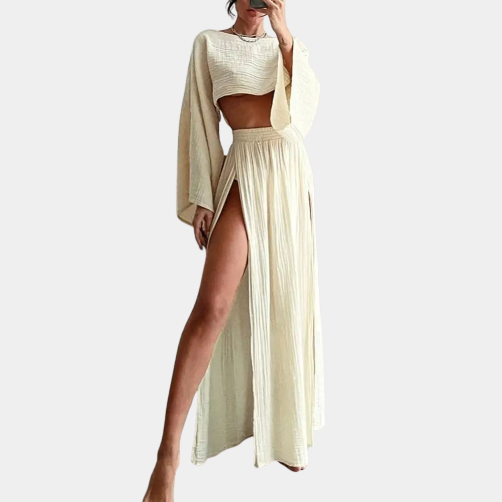 Alodia - Two-Piece Casual Women's Set with High Split for Summer