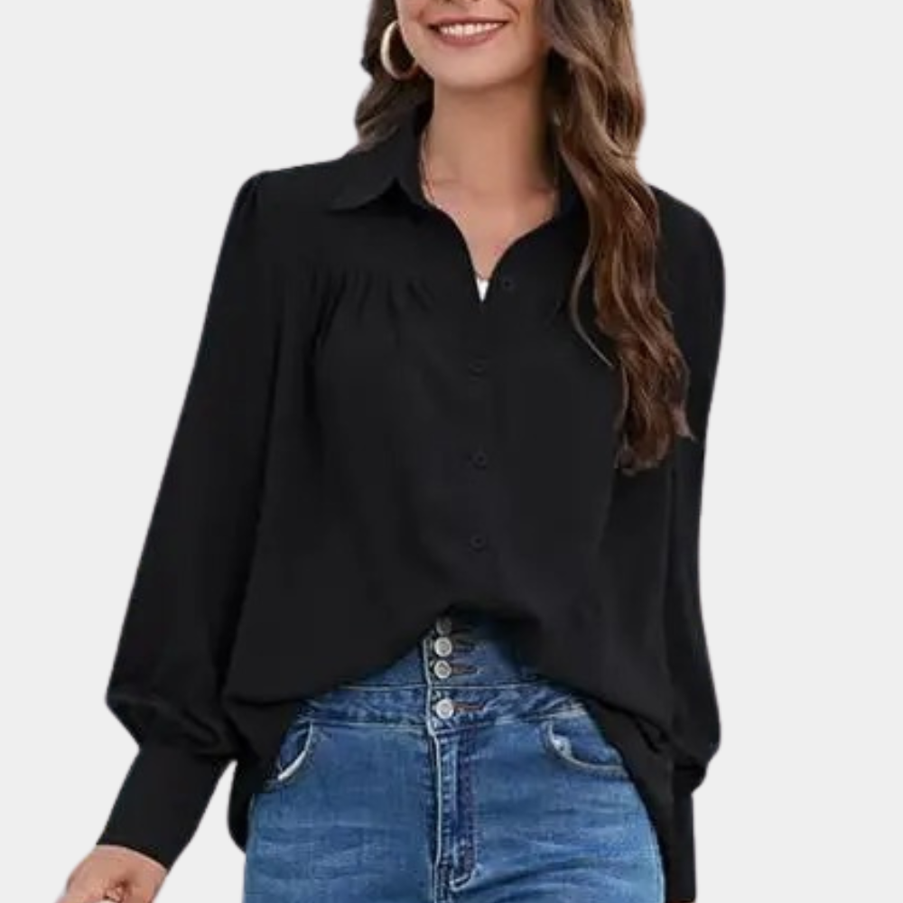 Vera - Pleated ladies' blouse with long sleeves for summer