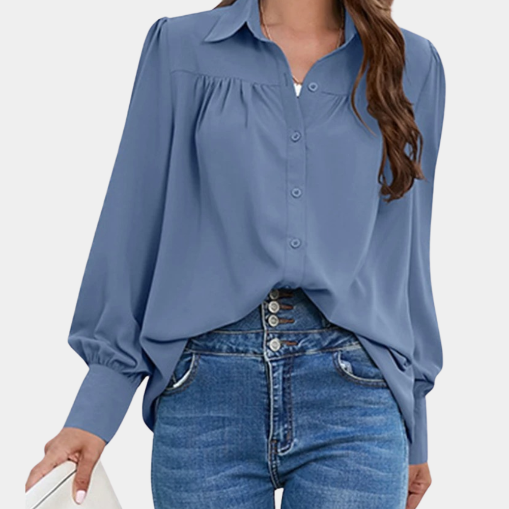 Vera - Pleated ladies' blouse with long sleeves for summer