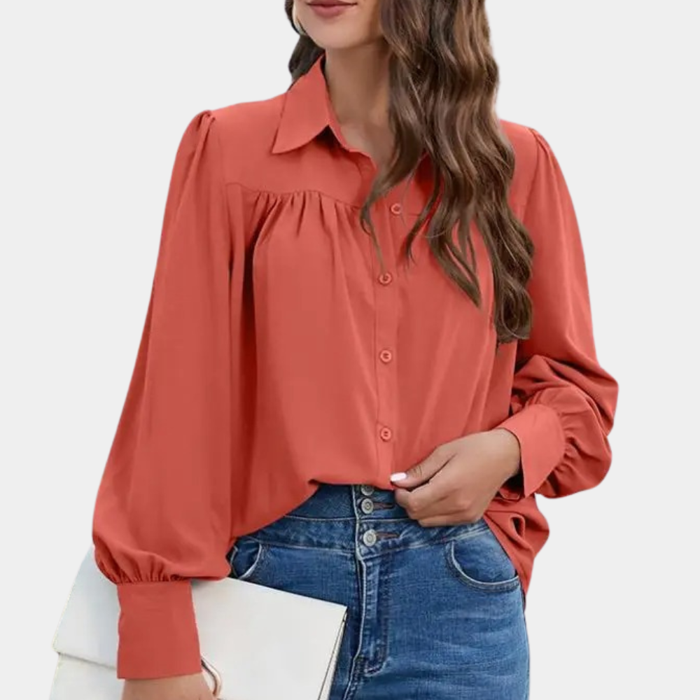 Vera - Pleated ladies' blouse with long sleeves for summer