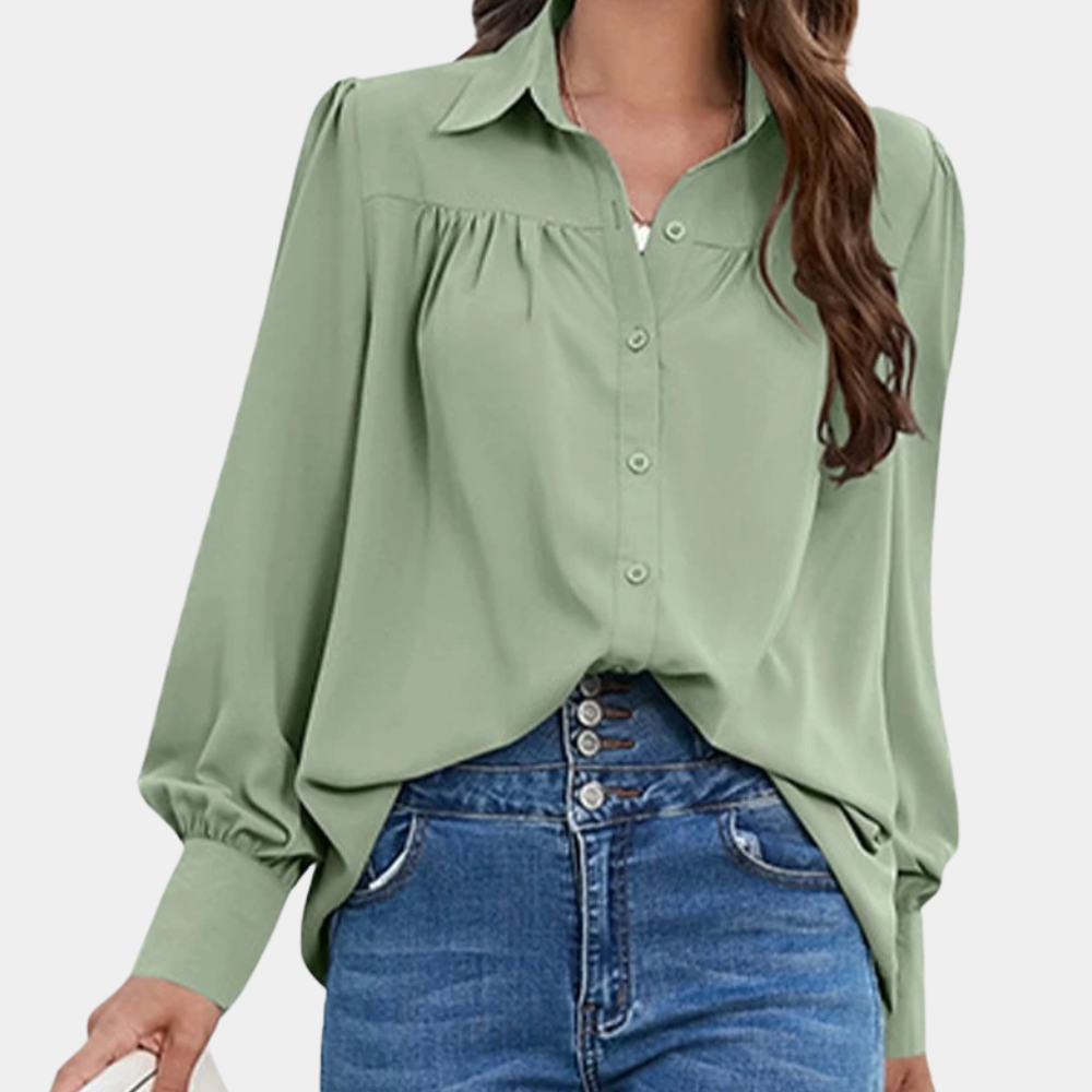 Vera - Pleated ladies' blouse with long sleeves for summer