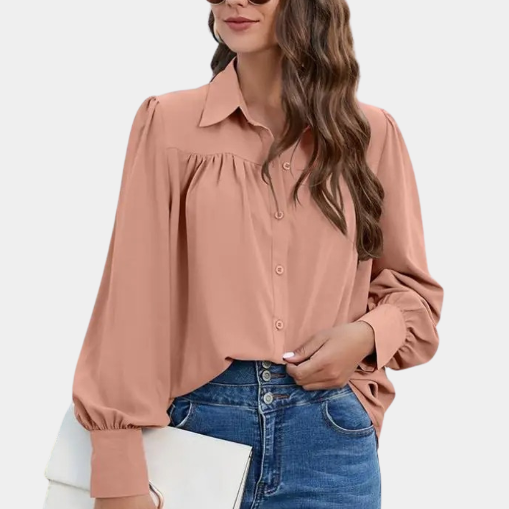 Vera - Pleated ladies' blouse with long sleeves for summer