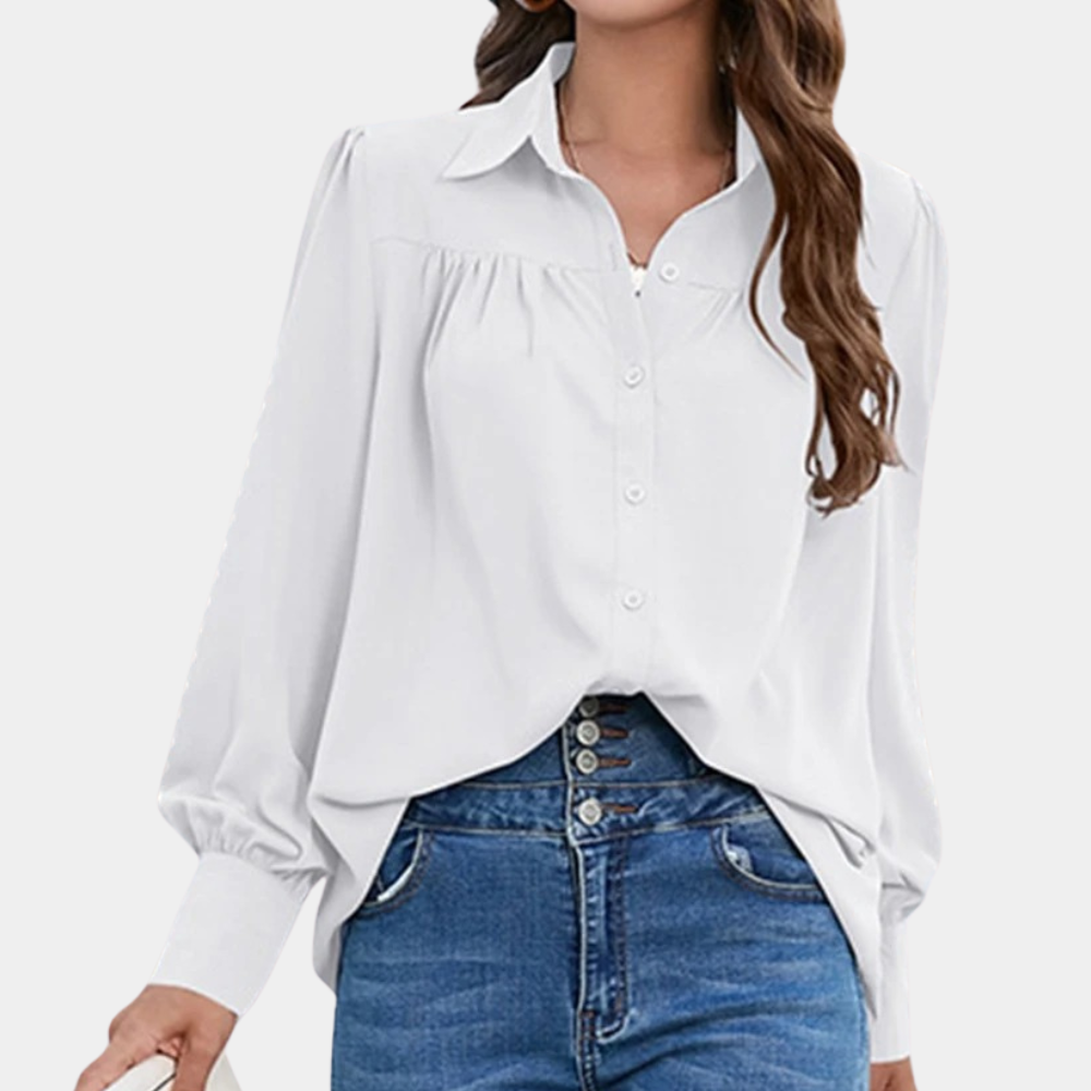 Vera - Pleated ladies' blouse with long sleeves for summer