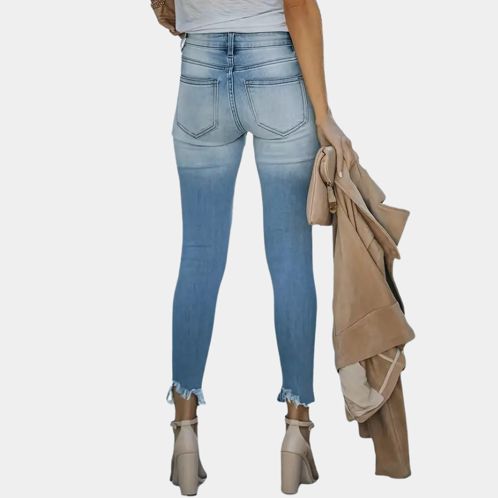 Abolins - Ripped Women's Jeans with Buttons for Summer
