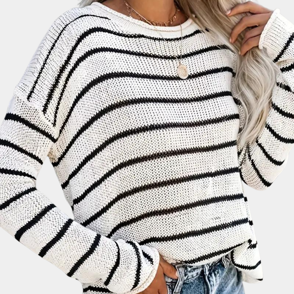 Urzula - Lightweight Knitted Women's Sweater with Stripes for Summer