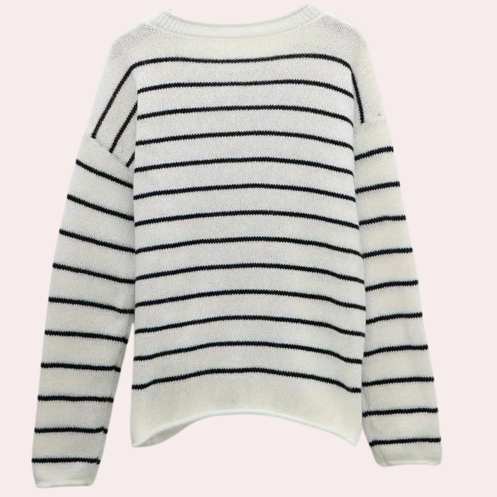 Urzula - Lightweight Knitted Women's Sweater with Stripes for Summer