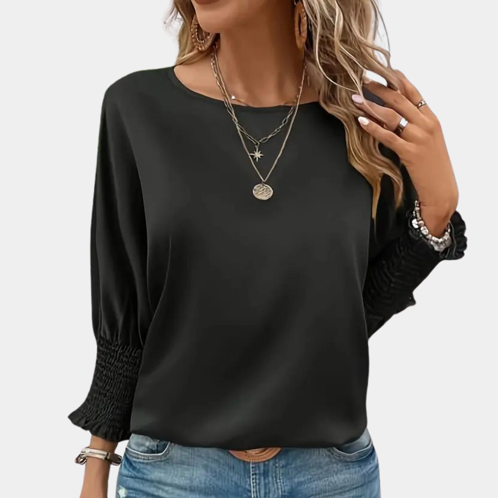 Zuzanka - Simple Ladies' Blouse with Round Neck for Summer
