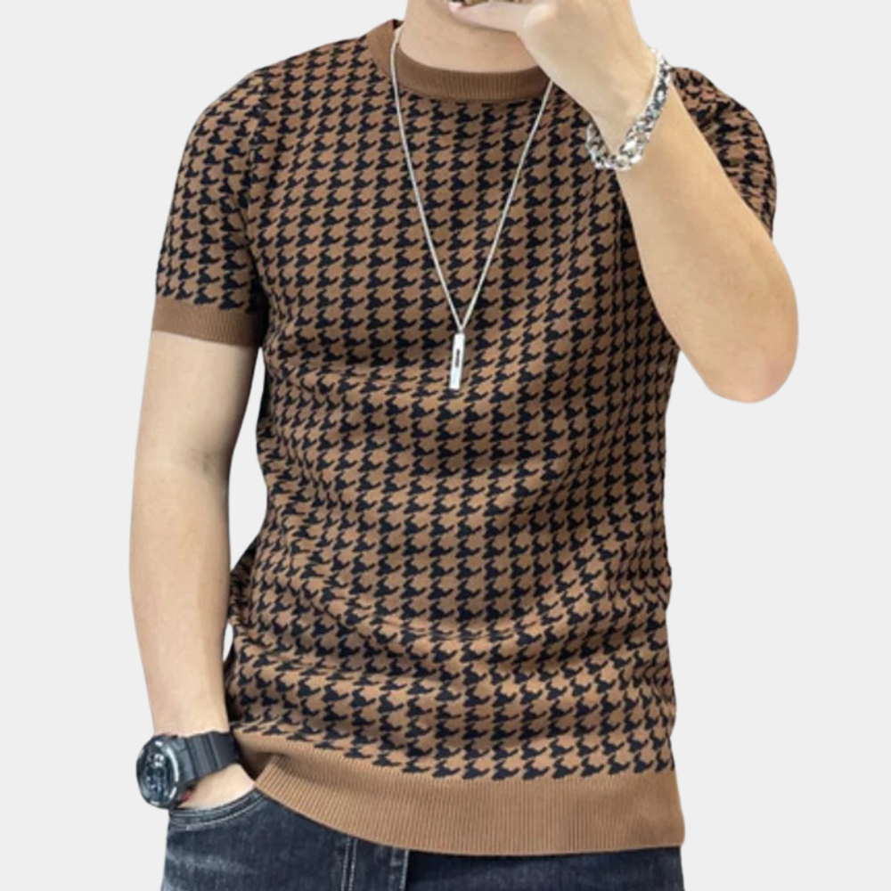 Adrianus - Houndstooth Style Summer Shirt for Men