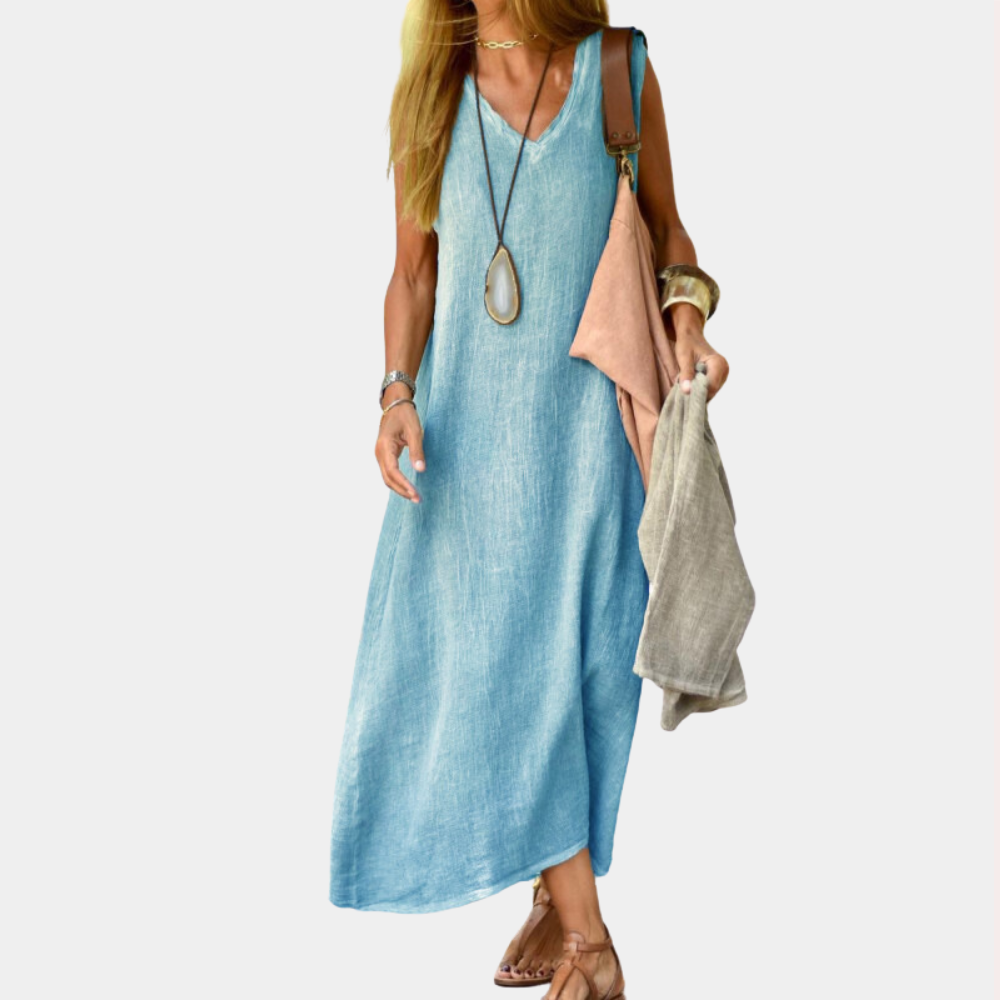 Casual V-Neck Ladies Maxi Summer Dress