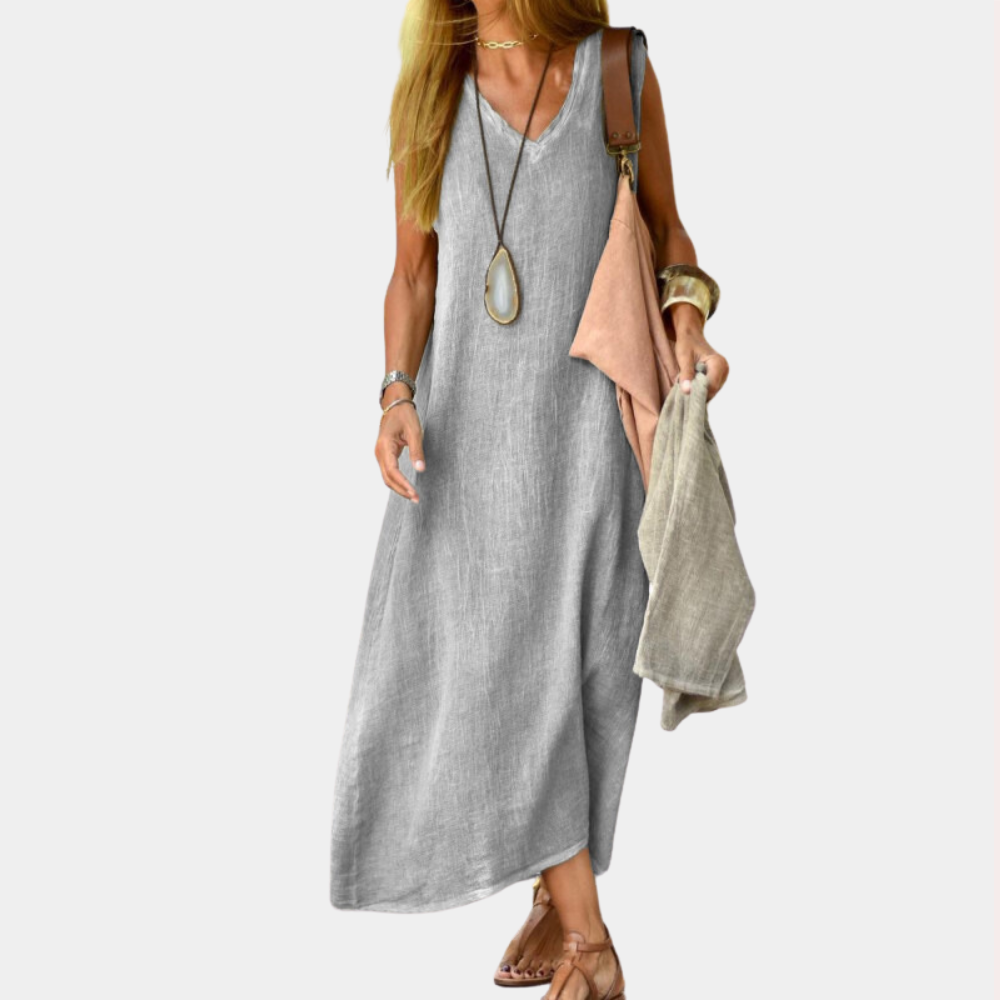Casual V-Neck Ladies Maxi Summer Dress