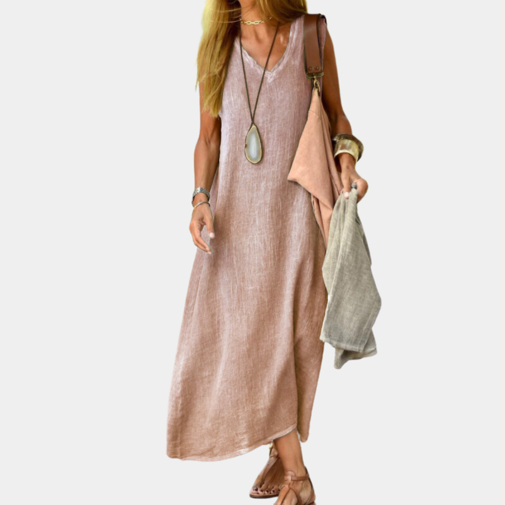Casual V-Neck Ladies Maxi Summer Dress