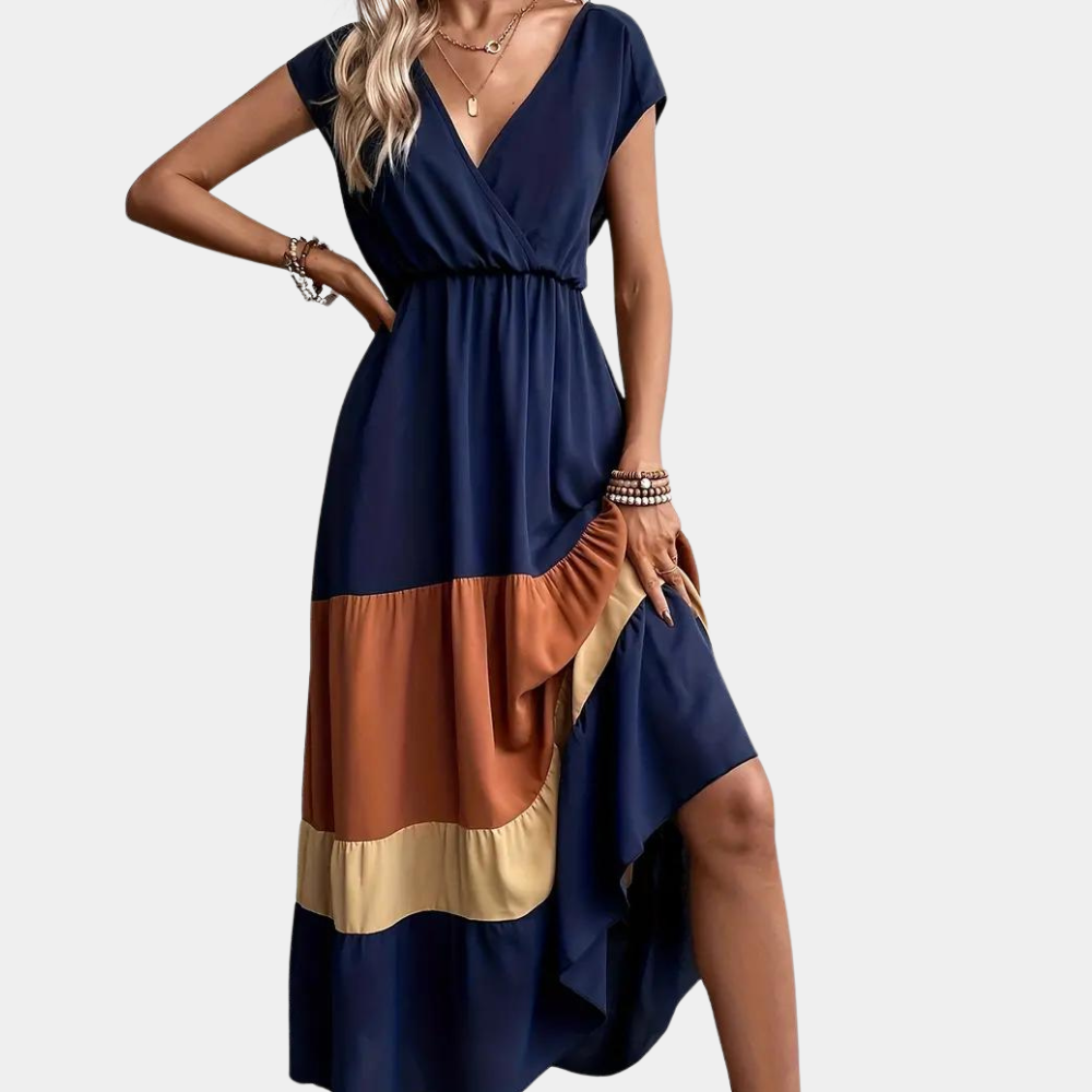 Casual ladies' dress with v-neck for summer