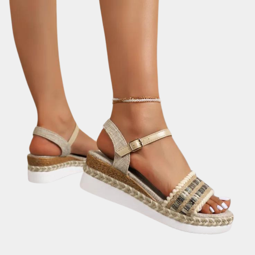 Braided women's wedge sandals for summer