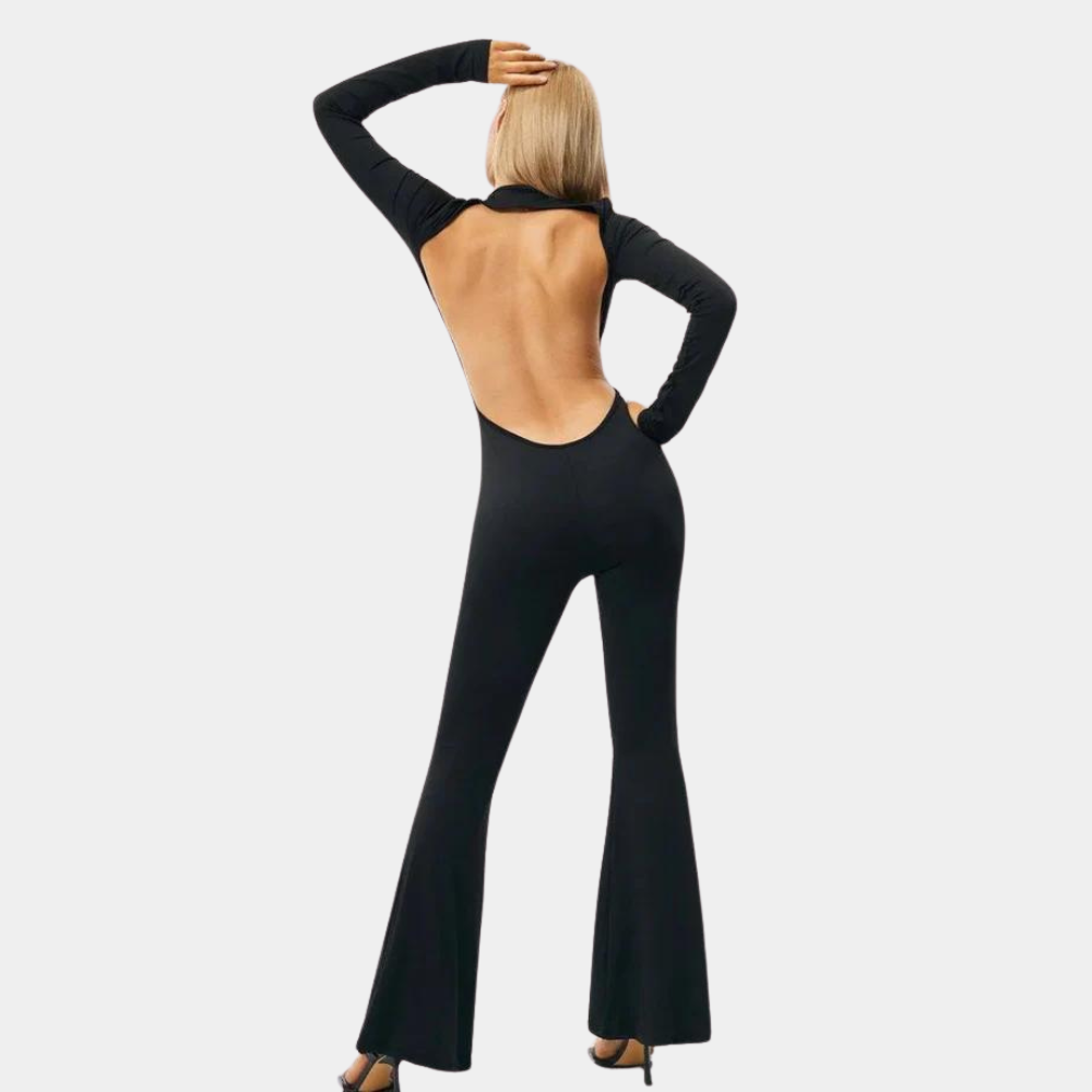 Trendy summer jumpsuit for women with open back