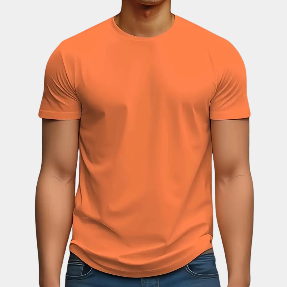 Short Sleeve T-shirt with Orange Round Neck - Summer Edition