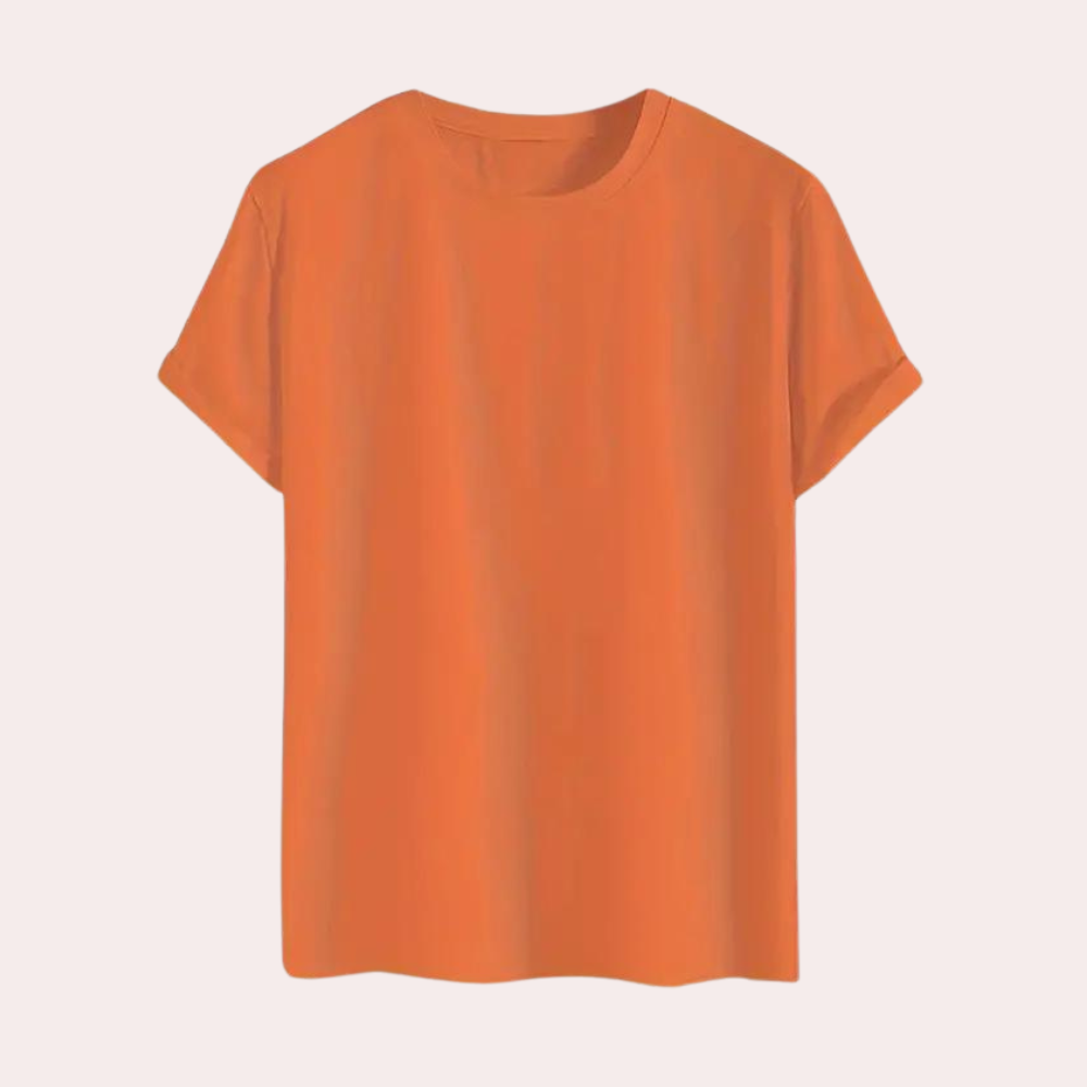 Short Sleeve T-shirt with Orange Round Neck - Summer Edition
