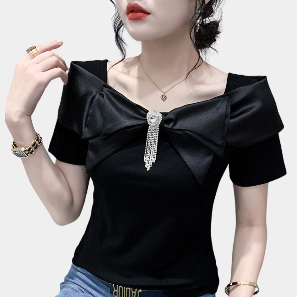 Belinda - Charming Summer Bow Blouse for Women