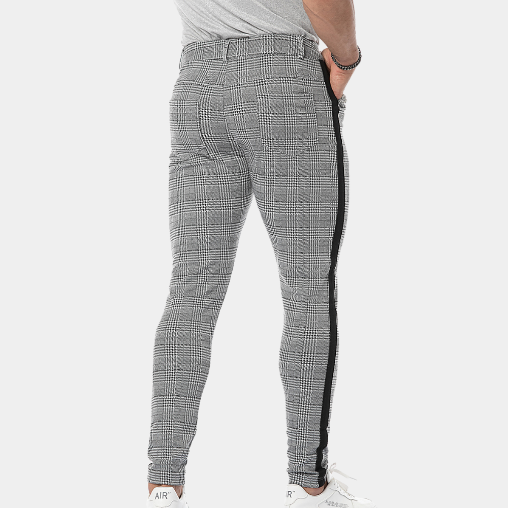 Anton - Retro Men's Skinny-Fit Checked Summer Trousers
