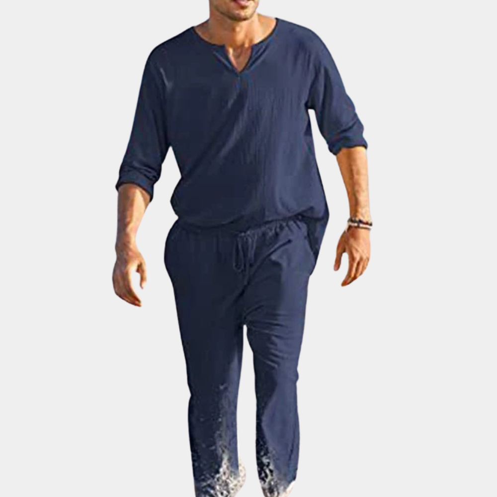 Adorjan - Modern Cotton Men's 2-Piece Set for Summer Adventures