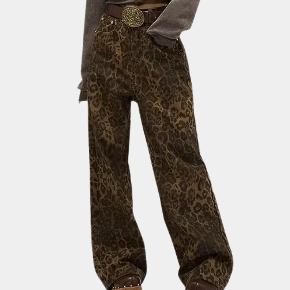 Xenobia - Ladies' Fashionable Summer Jeans with Leopard Print