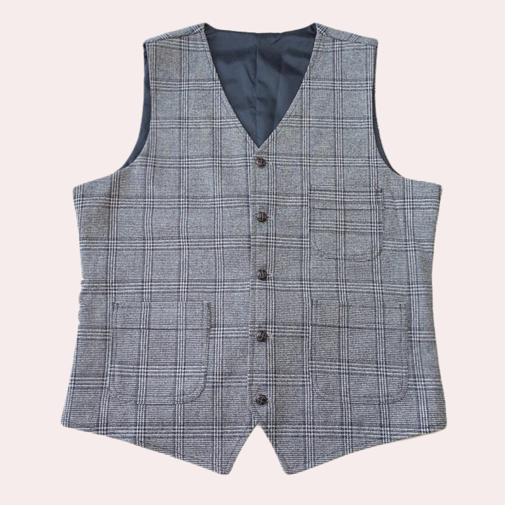 Classic Checked Men's Waistcoat for Summer