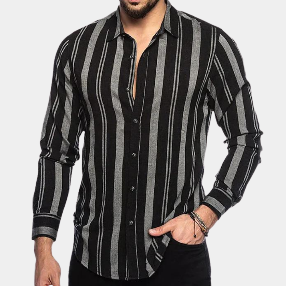 Striped Men's Long Sleeve Shirt for Summer