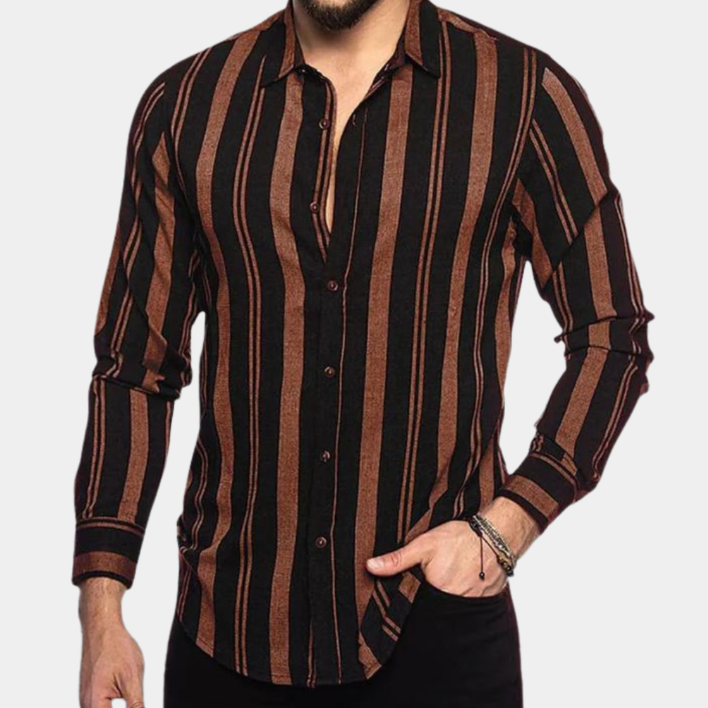 Striped Men's Long Sleeve Shirt for Summer