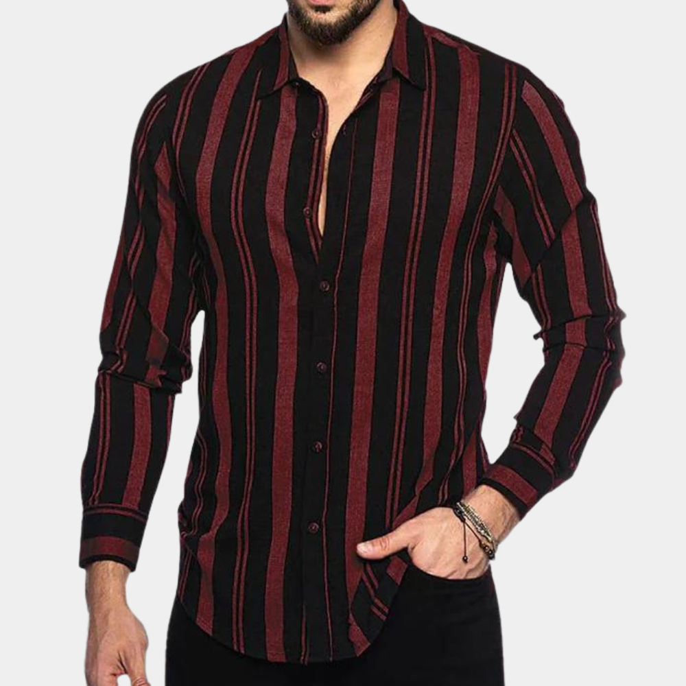 Striped Men's Long Sleeve Shirt for Summer