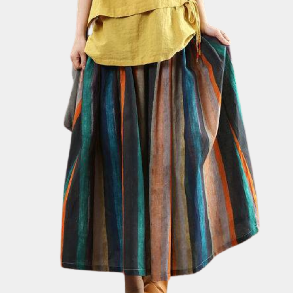 Striped Retro Summer Skirt for Women