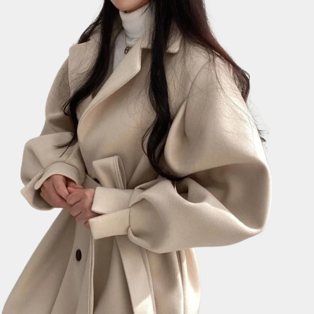 Stylish women's jacket with puff sleeves and belt - Perfect for Spring and Summer