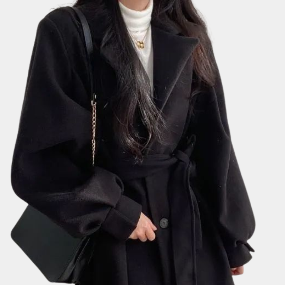 Stylish women's jacket with puff sleeves and belt - Perfect for Spring and Summer