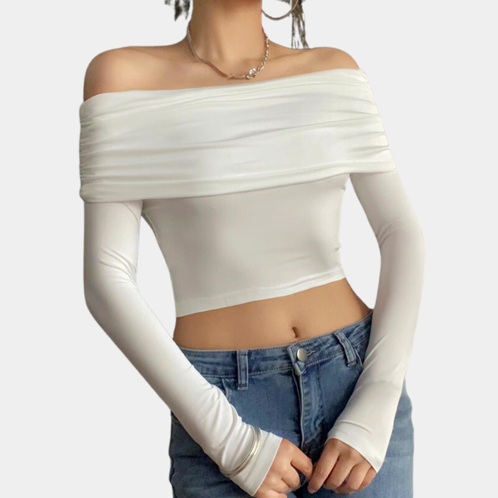 Women's Long Sleeve Off-Shoulder Top for Summer