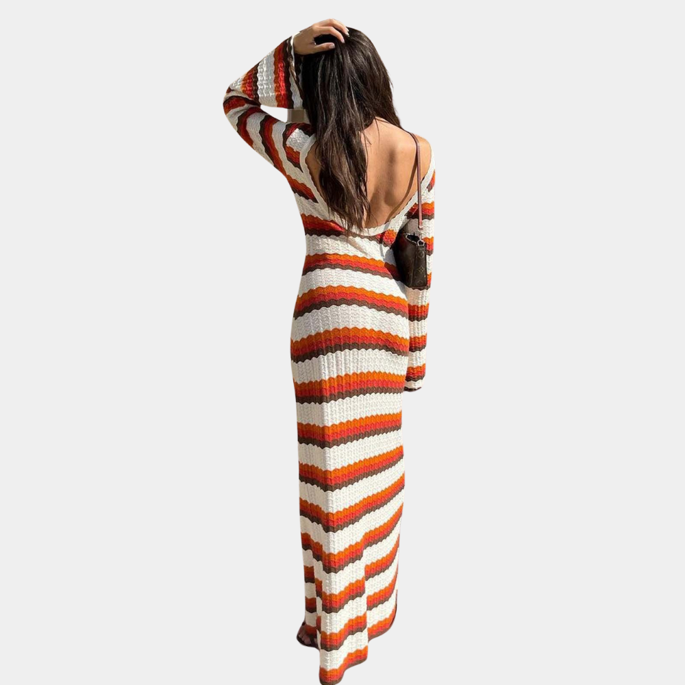 Stylish Summer Knitted Dress with Stripes for Women