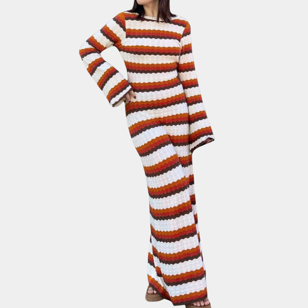 Stylish Summer Knitted Dress with Stripes for Women