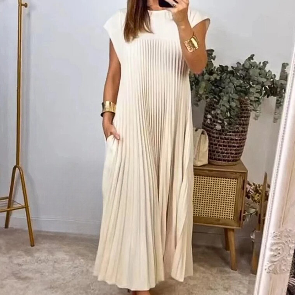 Simple Summer Pleated Dress for Women