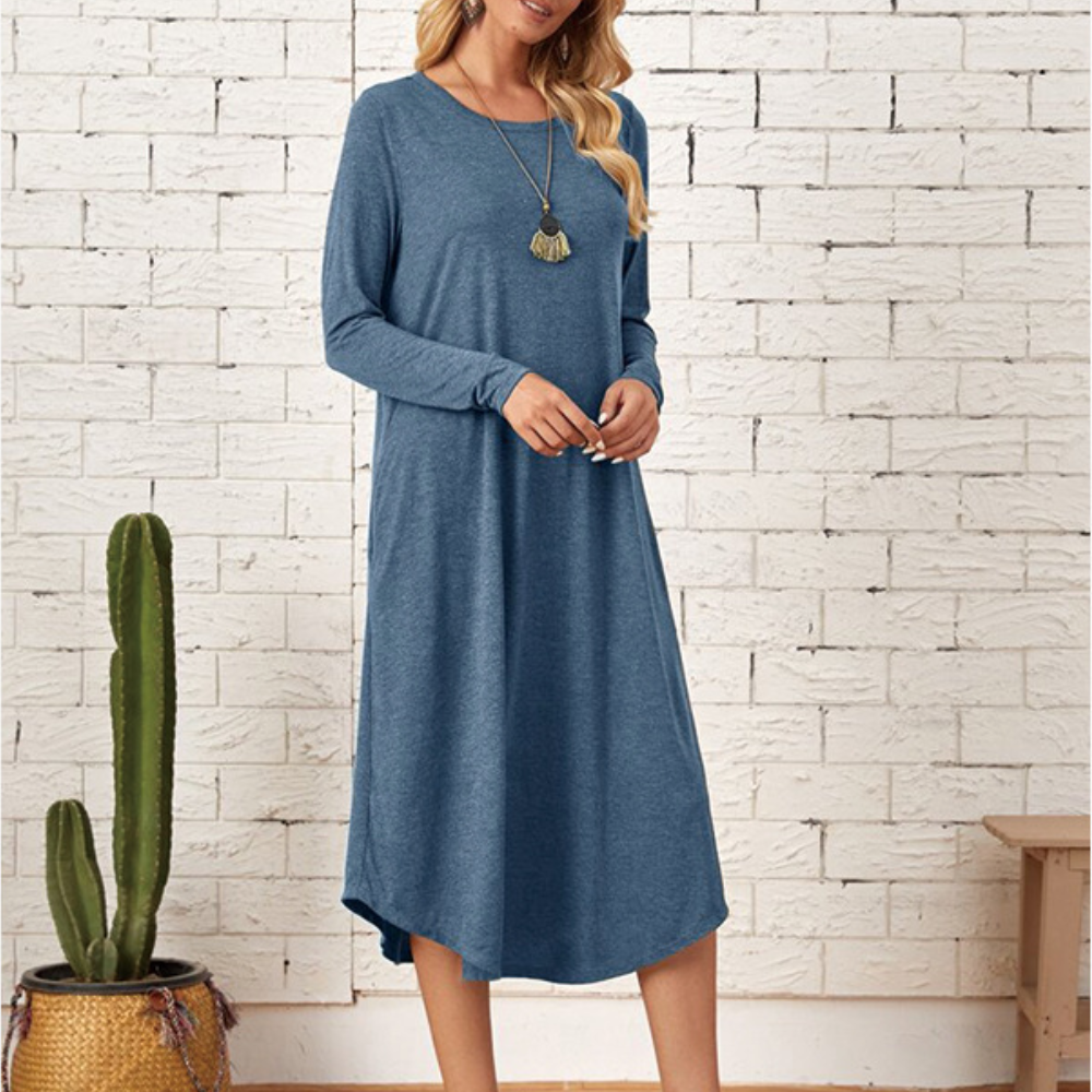 Casual ladies' dress with long sleeves for summer