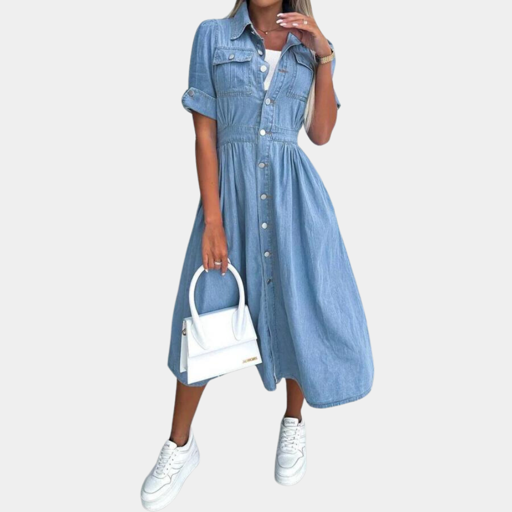 Stylish Summer Women's Dress with Button Closure