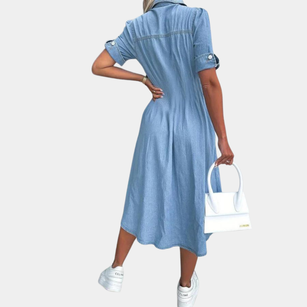 Stylish Summer Women's Dress with Button Closure