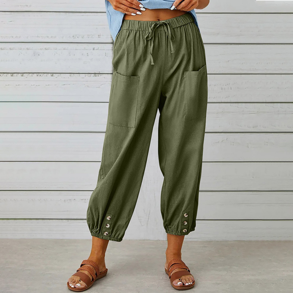 Casual women's trousers with wide legs for summer